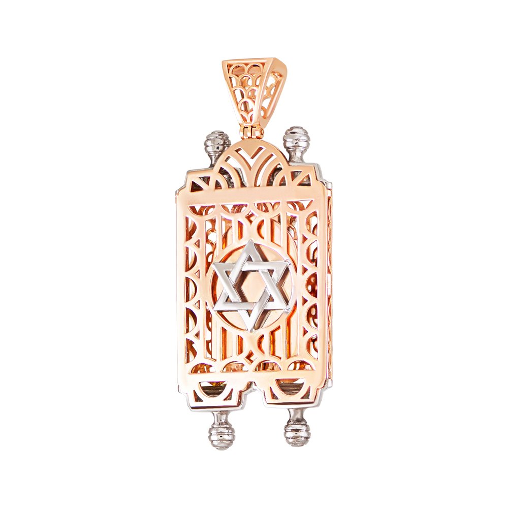 Wisiorek z menorą, zwojem Tory, dwiema Tablicami Przymierza i Gwiazdą Dawida - obrazek 5