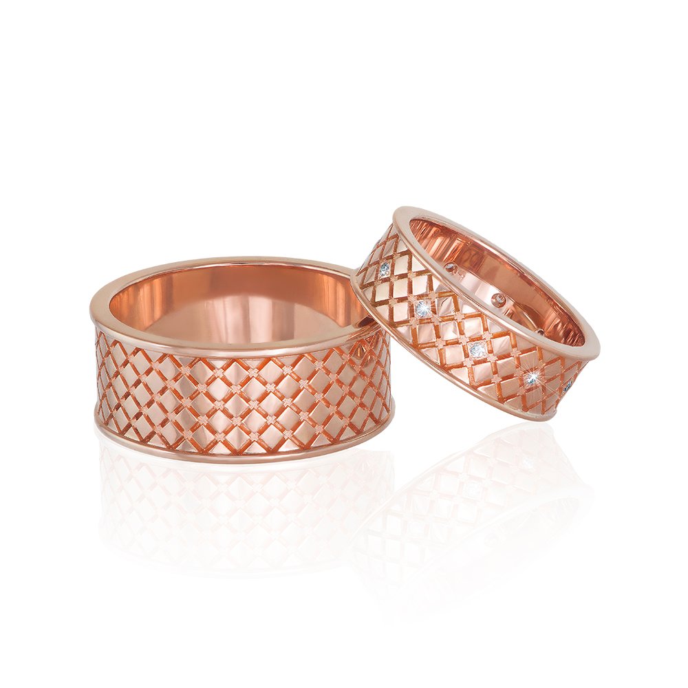 Wedding bands with ornament "Small rhombus" - obrazek 3