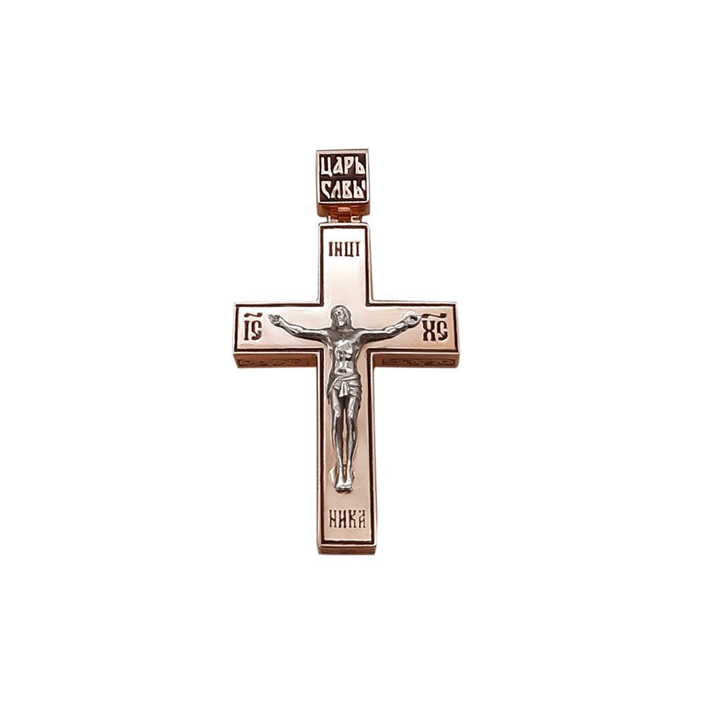 Krzyż z wzorami w kolorze czerwonego złota