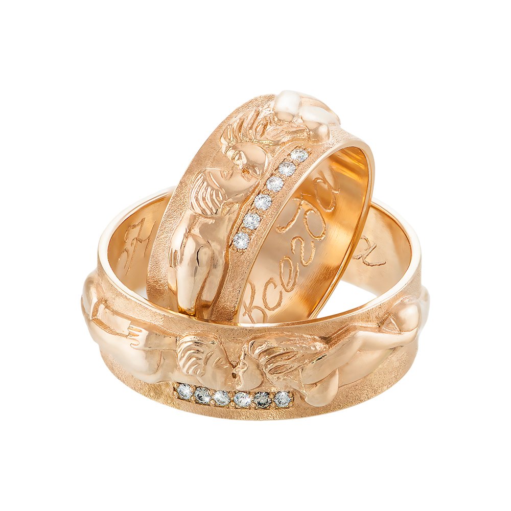 Обручки "Поцілунок" з діамантами - Зображення 4