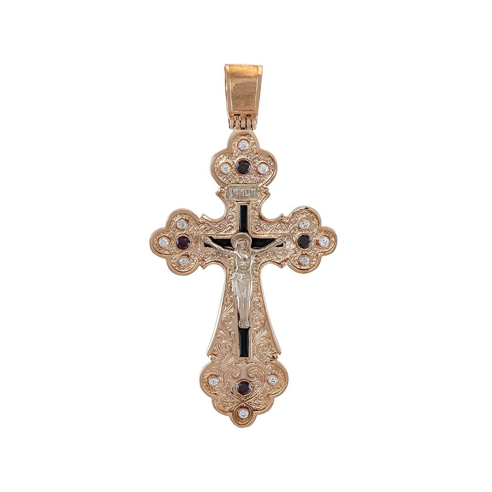 Krzyż "Ukrzyżowanie" z czarnymi i białymi kamieniami