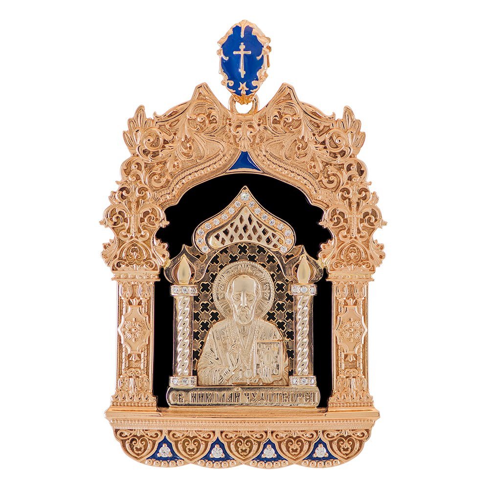 Duża ikona z Mikołajem Cudotwórcą na czarnym kamieniu
