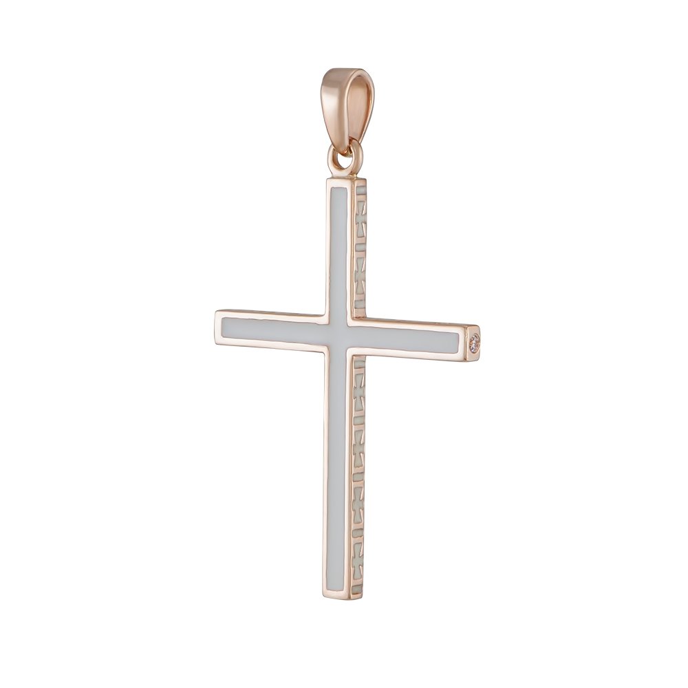 Хрест з мінімалістичним дизайном з білою емаллю - Зображення 3