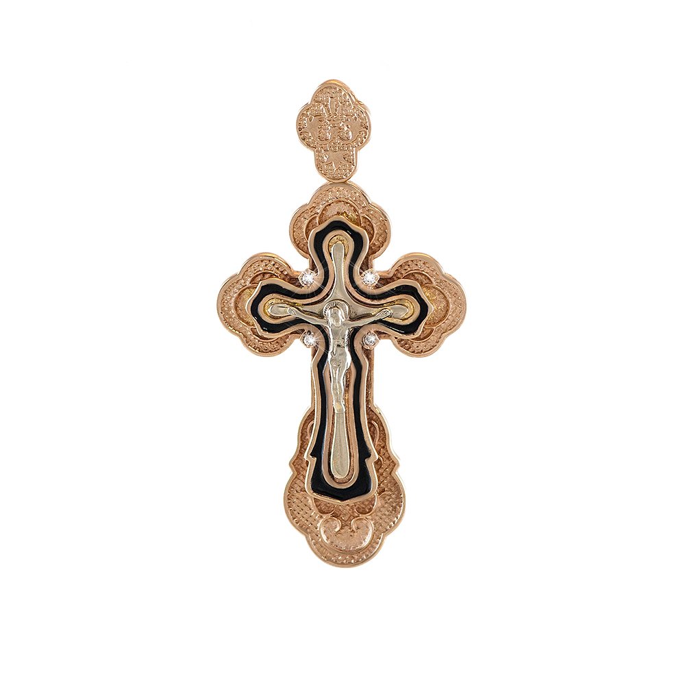 Хрест ажурний з чорною емаллю