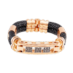 Leather bracelets with gold inserts