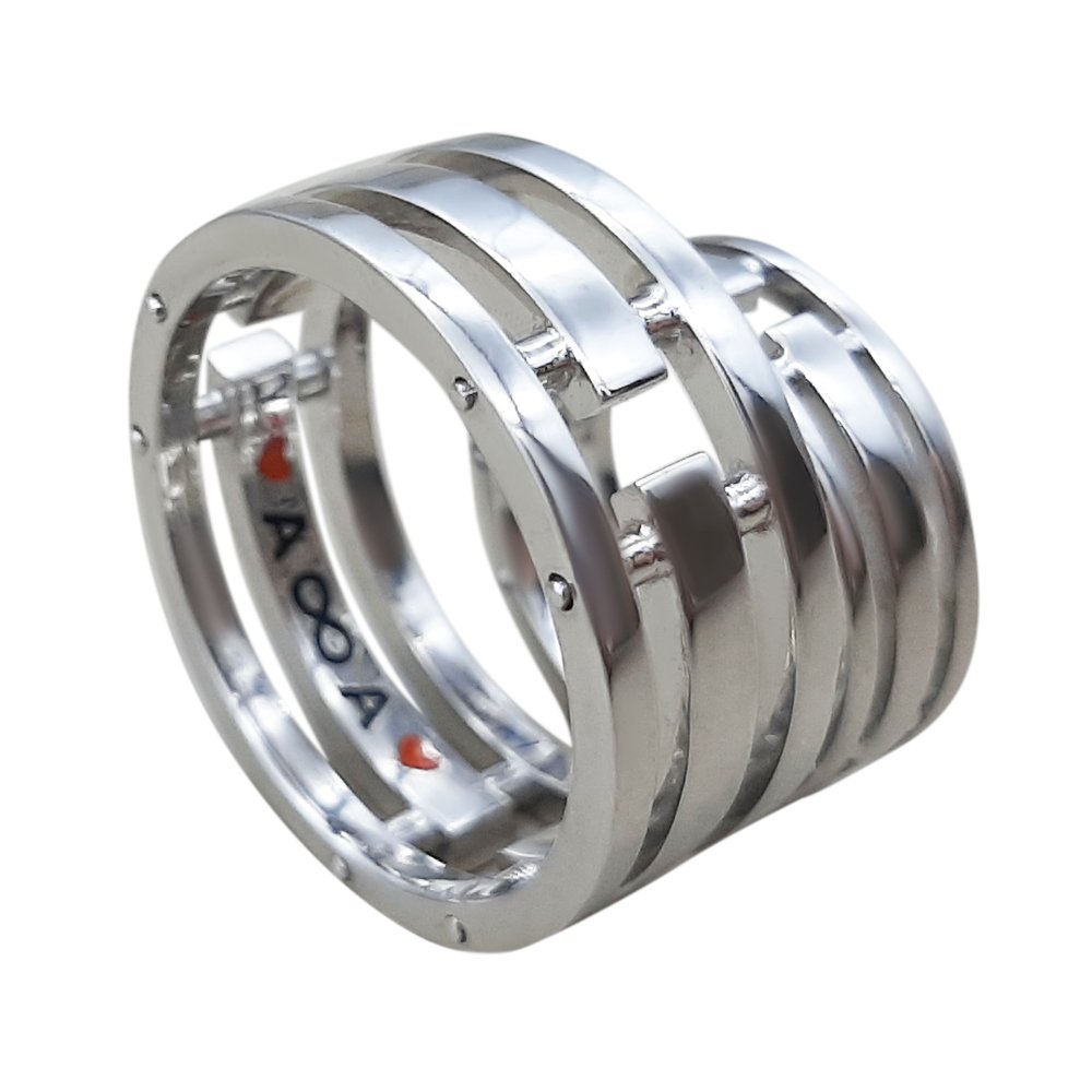 "Stripes" wedding ring in white gold - Image 4