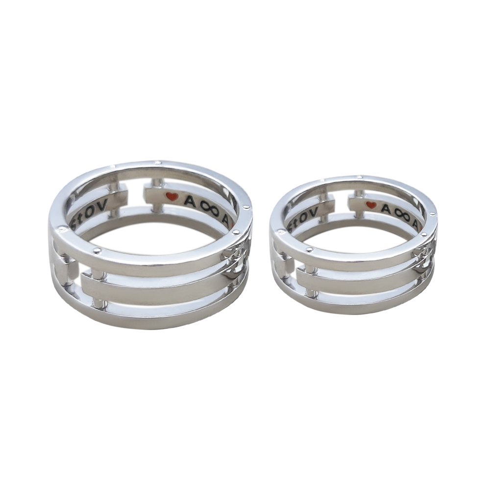 "Stripes" wedding ring in white gold - Image 3