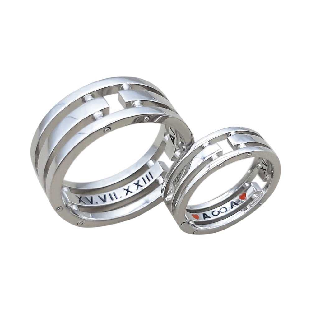 "Stripes" wedding ring in white gold - Image 2